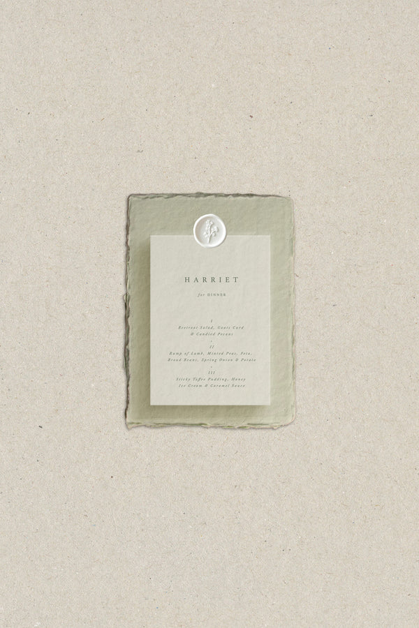 5" x 7" Handmade Paper and Vellum Menu - Middleton Collection