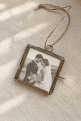 Mini Brass Hanging Frame - with Linen Photo