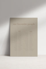 August A1 Wedding Seating Chart