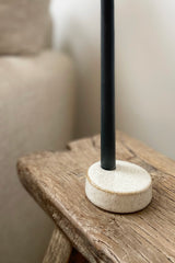Round Stoneware Taper Candle Holder With Skinny Candle