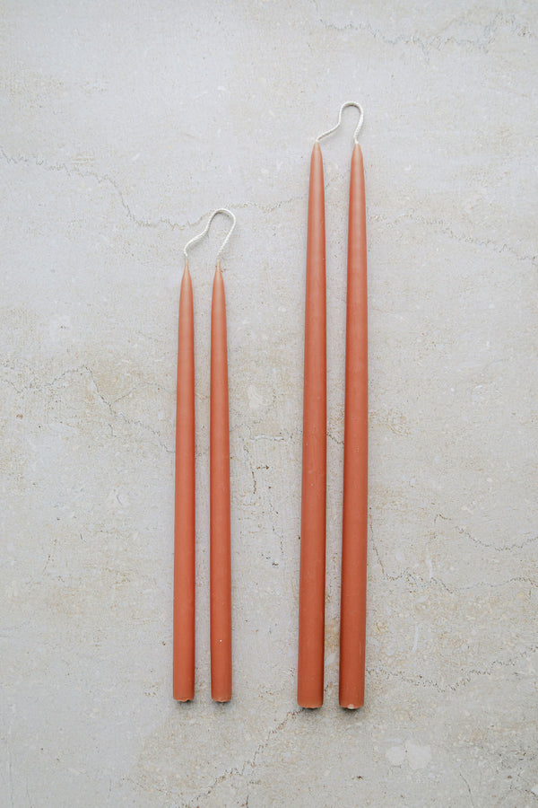 COPPER BLUSH Hand Dipped Taper Candles Set of 8
