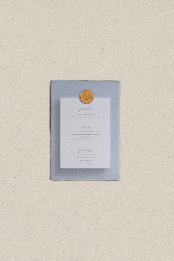 5" x 7" Handmade Paper and Vellum Menu - Hoxton Hall Collection