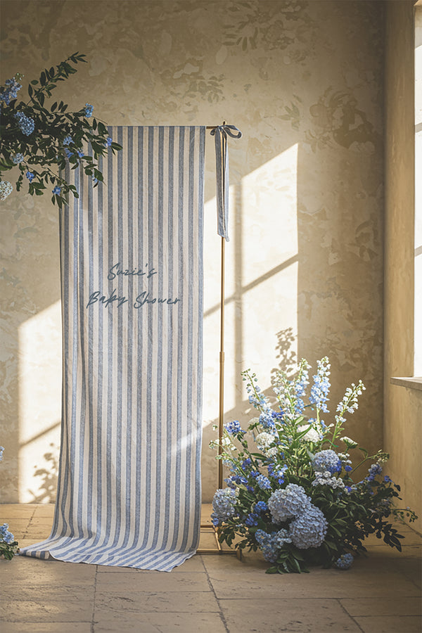 Baby Shower Linen Sign - V3 With Stripe