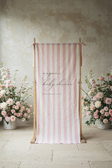 Baby Shower Linen Sign - V4 With Stripe