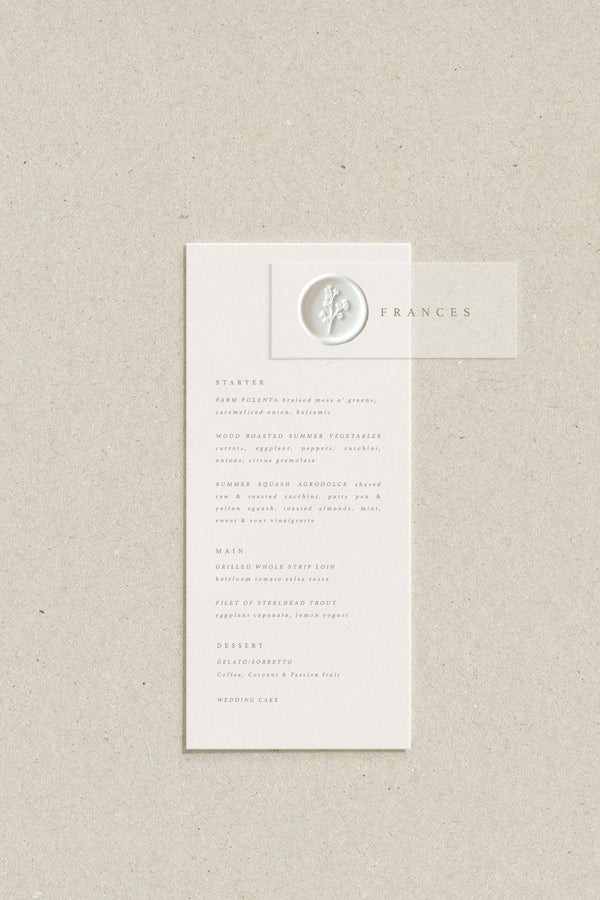 Liliah Vellum + Wax Seal Place Cards