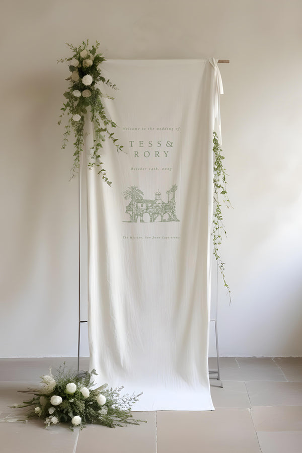 Middleton Linen Welcome Sign II - with Venue Illustration