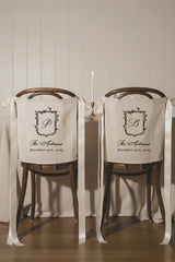 Linen Wedding Chair Banner Duo