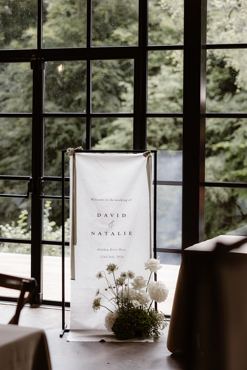 Millicent Linen Welcome Sign - Serif