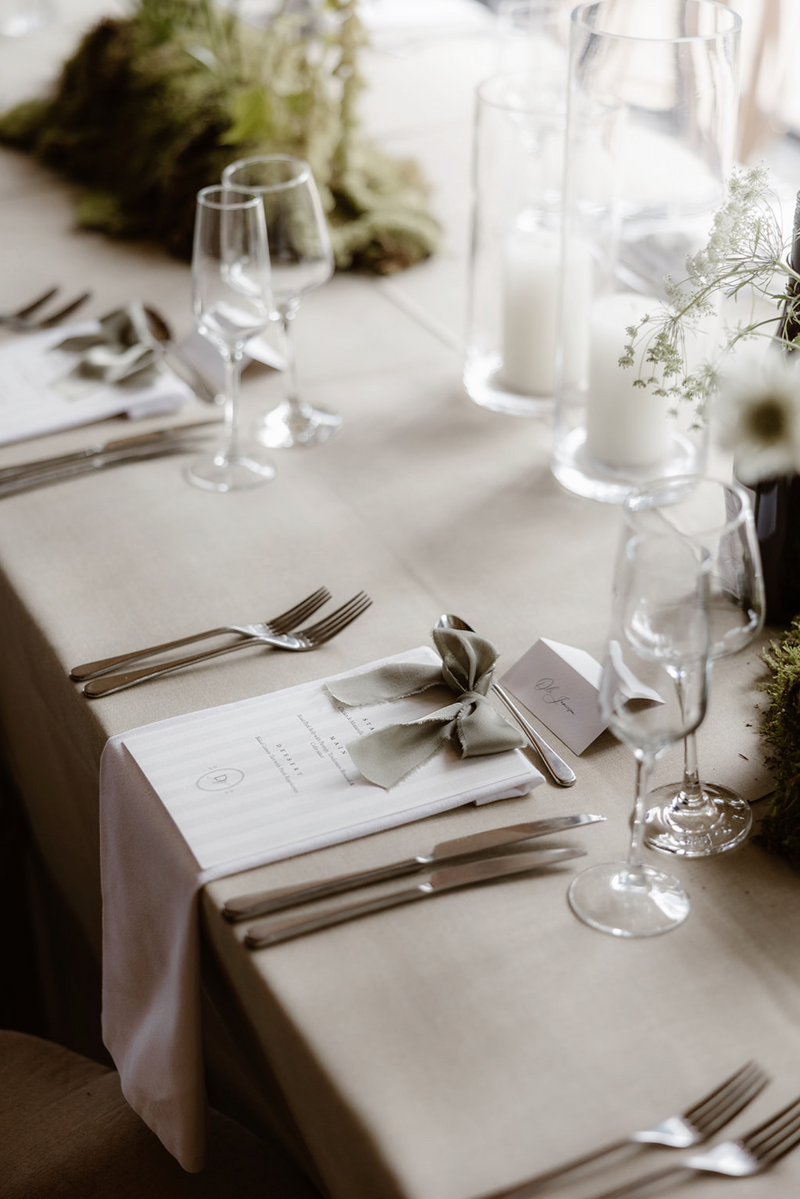 Millicent Menu II - Satin Bow and Watercolour Stripe