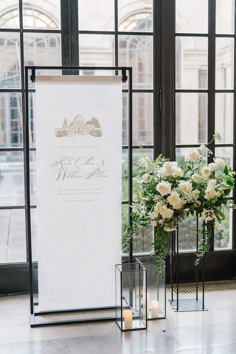 Cotswolds Linen Welcome Sign - with Venue Illustration