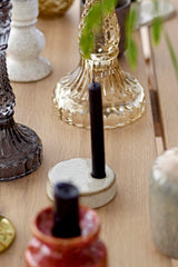 Round Stoneware Taper Candle Holder With Skinny Candle