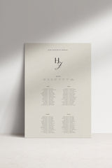 Blanc Noir A1 Wedding Seating Chart