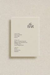 Blanc Noir Bar Menu