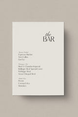 Blanc Noir Bar Menu
