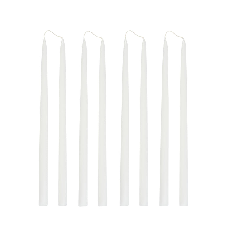 HIBISCUS WHITE Hand Dipped Taper Candles Set of 8