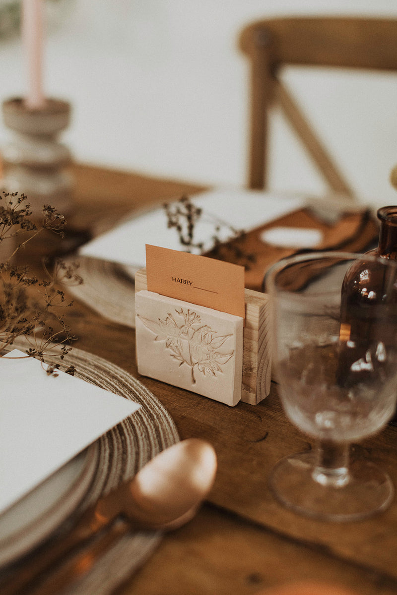 Wooden Place Card Holder - Clay Rose