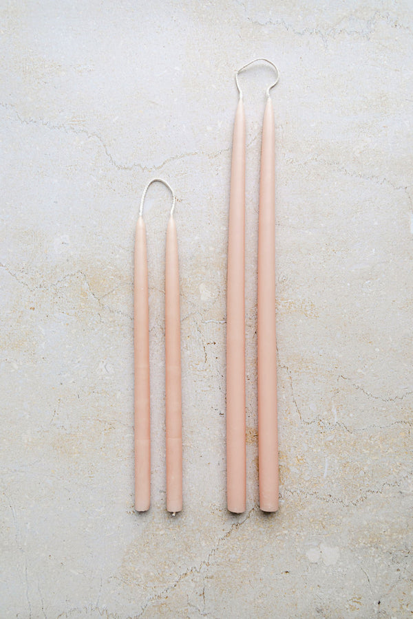 ROSE Hand Dipped Taper Candles Set of 8