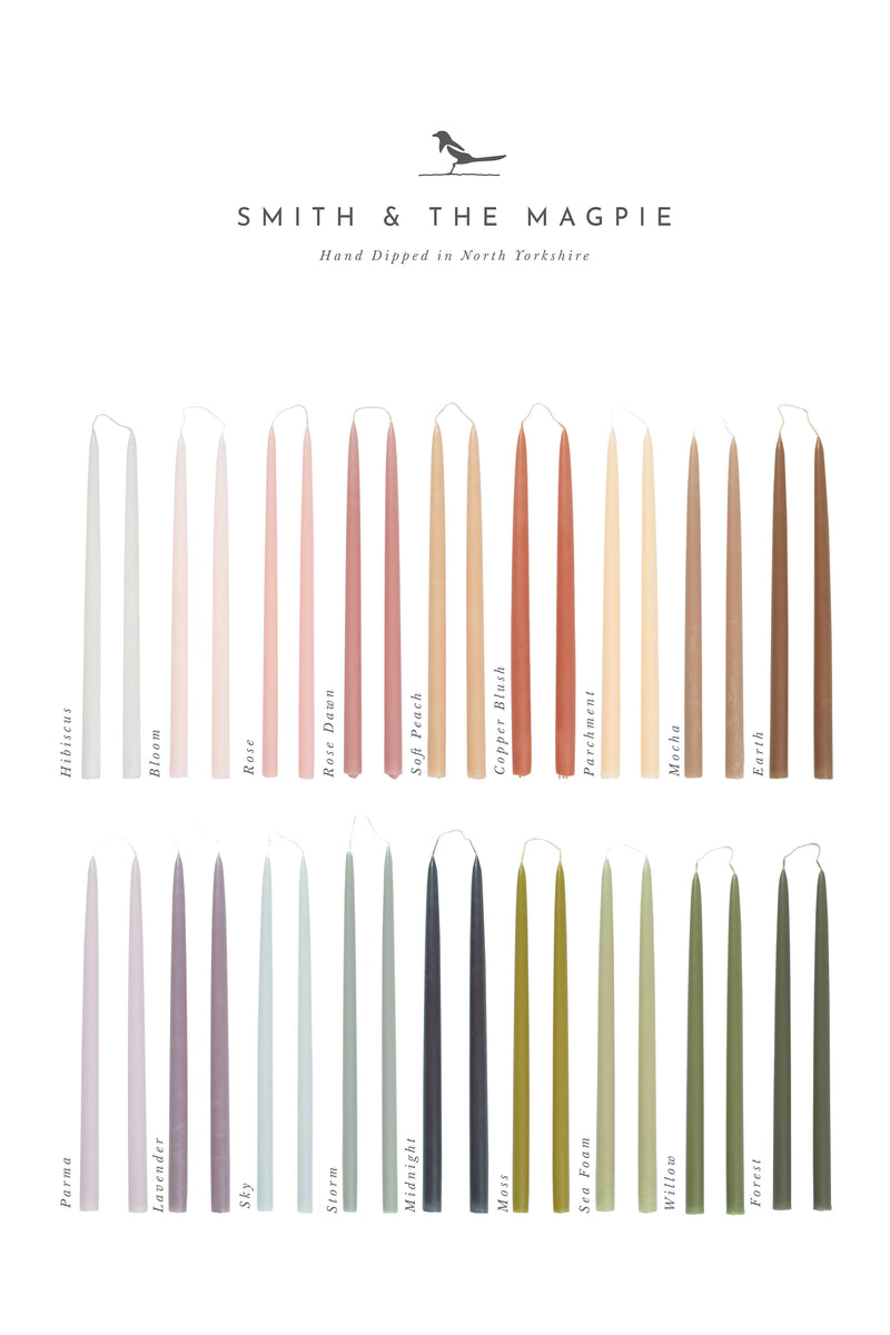 Full Colour Sample Set - 18pc Hand Dipped Taper Candles