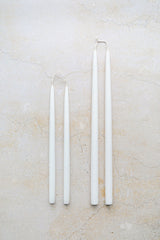 HIBISCUS WHITE Hand Dipped Taper Candles Set of 8